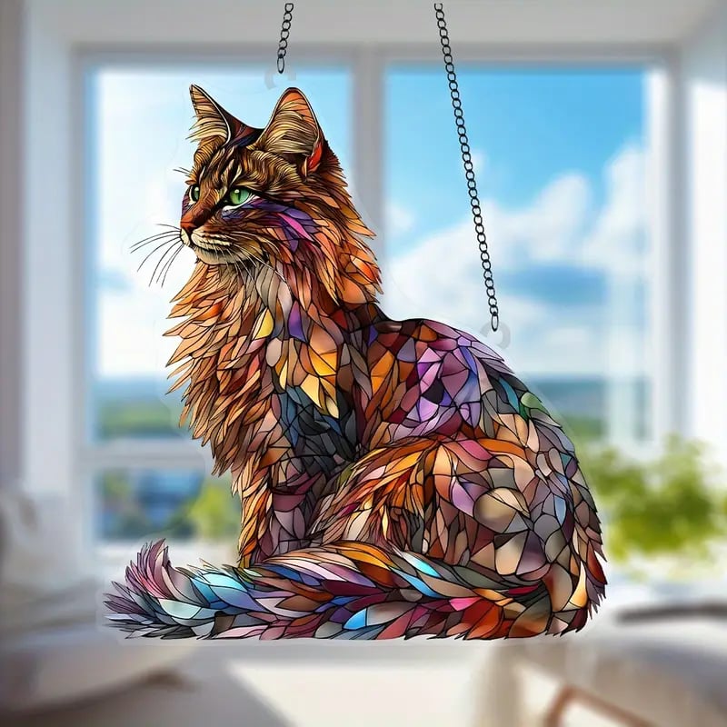 Colorful Long-Haired Cat Light Catcher