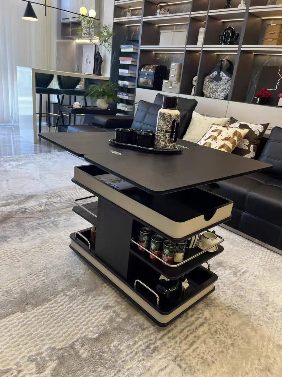 ✨Multifunctional Convertible Lift Table Coffee Table ☕ Living Room Adjustable Home Small Sofa Apartment Side Table With Four Small Sofa Stools