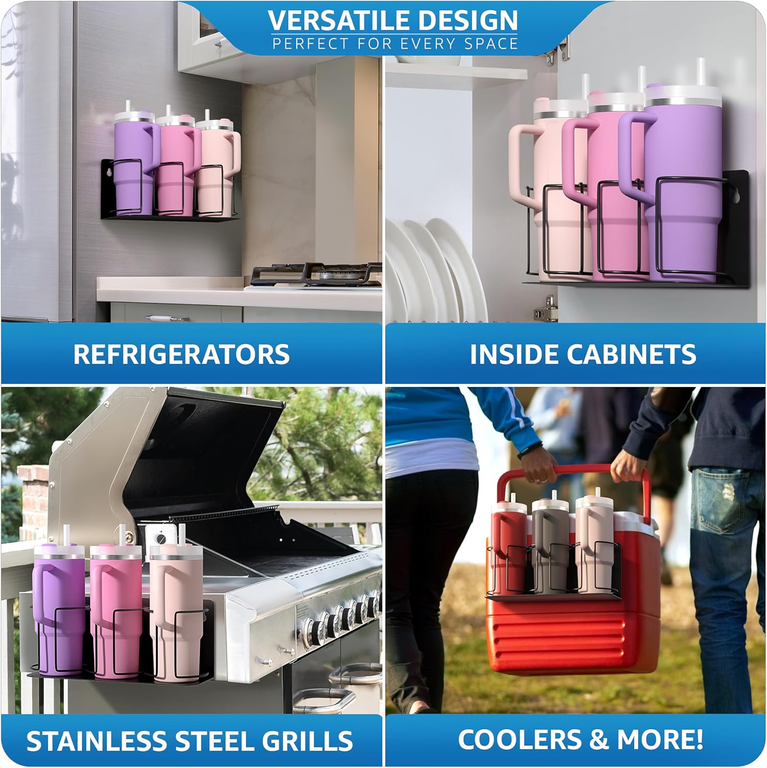 Cup Organizer - Magnetic or Screw Mount Storage for Kitchen, Fridge, or Cabinet