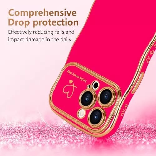 (🔥Last Day 60% OFF) - Stylish Wave Edged Electroplated Heart Lens Protector Anti-Drop Case for iPhone
