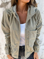 Corduroy Casual Zip Hooded Jacket