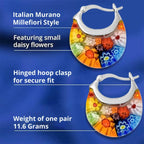 Blue Murano Style Basket Earrings in Stainless Steel