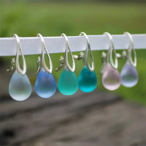 Cultured Sea Glass Earrings in Sterling Silver