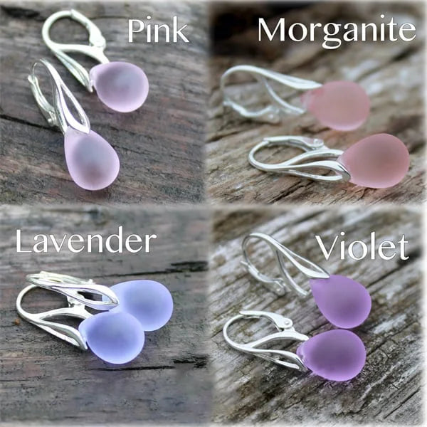 Cultured Sea Glass Earrings in Sterling Silver