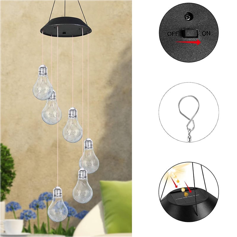 (🔥2025 BEST GIFT TO FAMILY🔥)Colorful LED Solar-Powered Light Bulb Wind Chimes