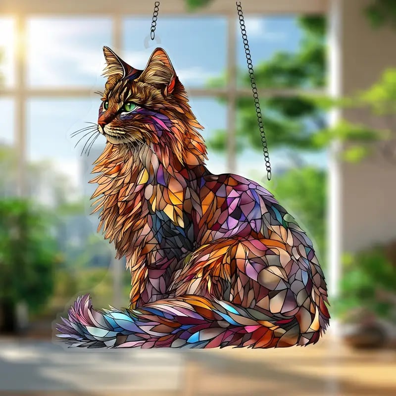 Colorful Long-Haired Cat Light Catcher