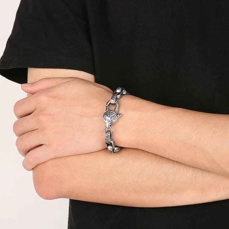 925 Silver Ancient Egyptian Pharaoh Pattern Bracelet