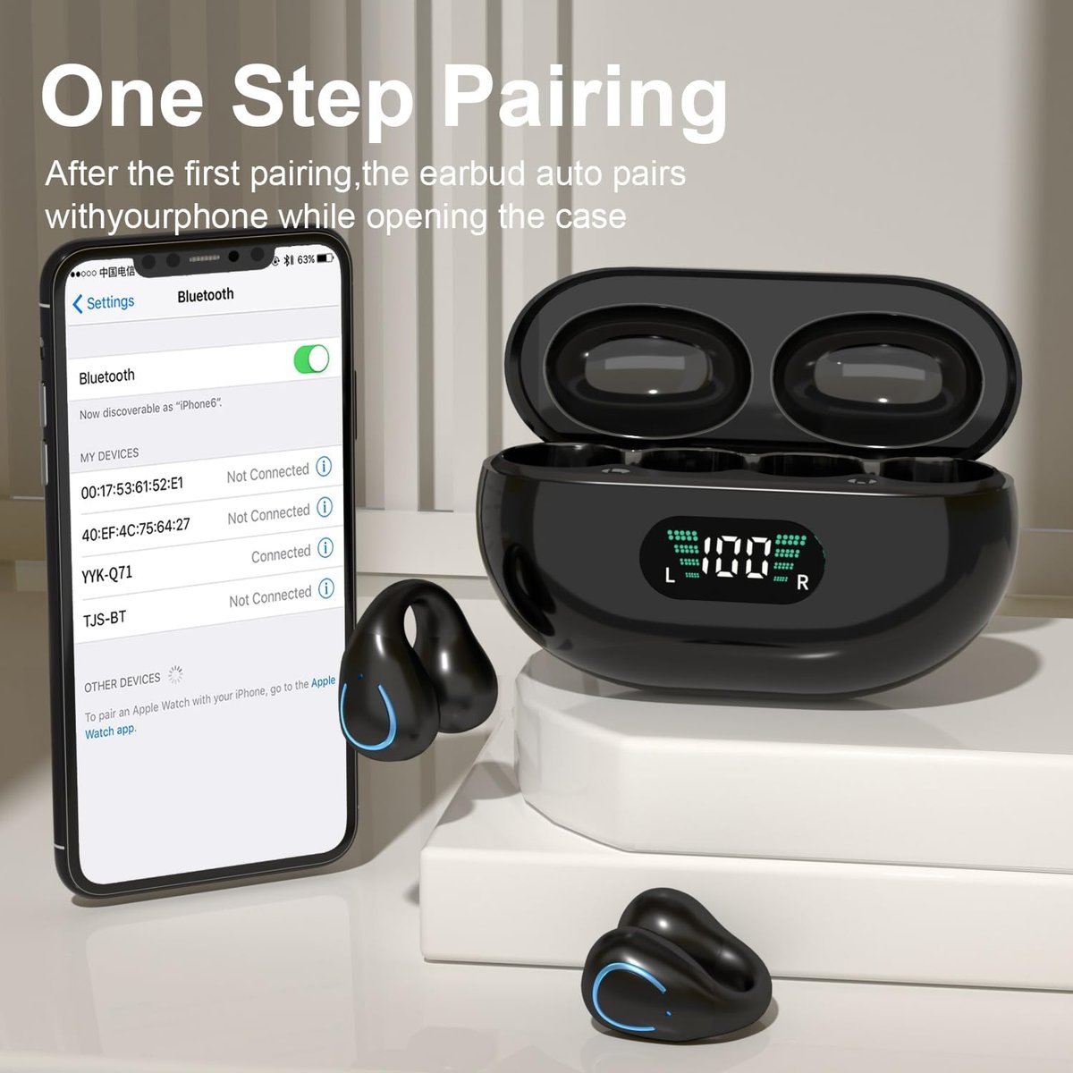 2025 New Arrival - Ear Clip Bluetooth Headphones with Touch Screen
