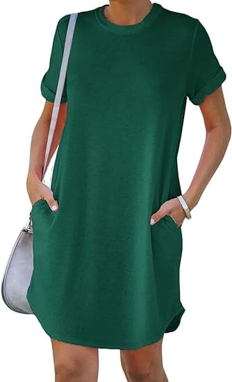 Casual Short Sleeve T-shirt Dress with Pockets