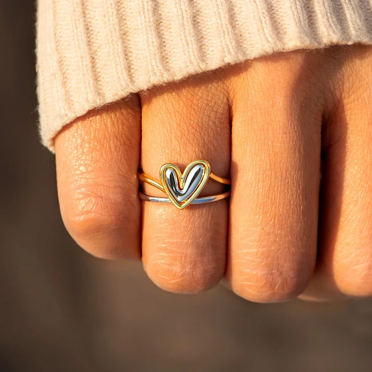 Always Keep Me In Your Heart Layered Heart Ring