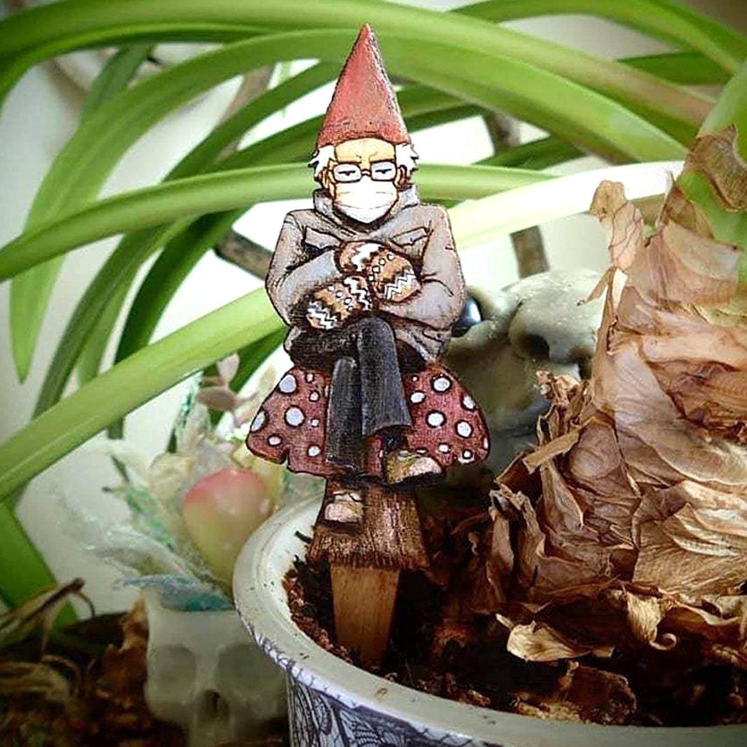 Bern in a fern 🍄Grumpy Bernie Gnome Plant/Garden Wood Stake