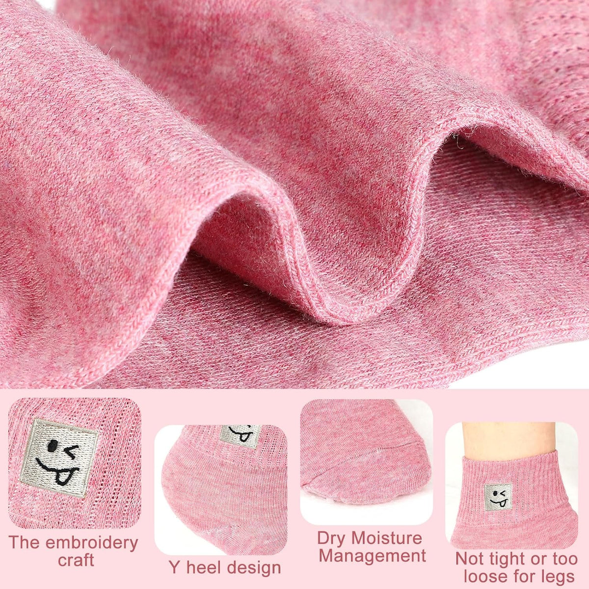 10-Pair Colorful Smiley Face Ankle Socks
