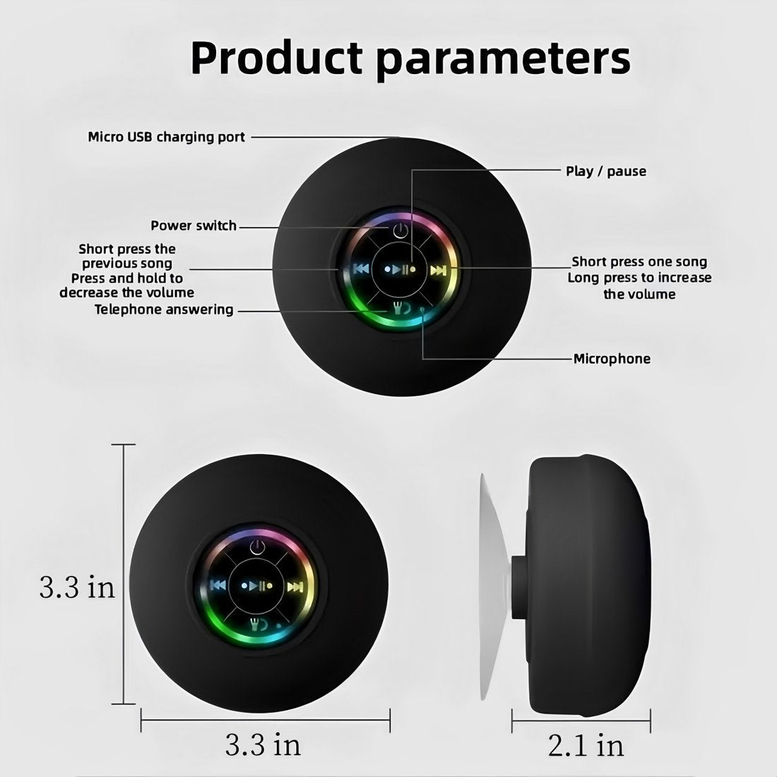 Christmas Pre-sale SAVE 49%🎄Bathroom Waterproof Wireless Bluetooth Speakers with LED Light