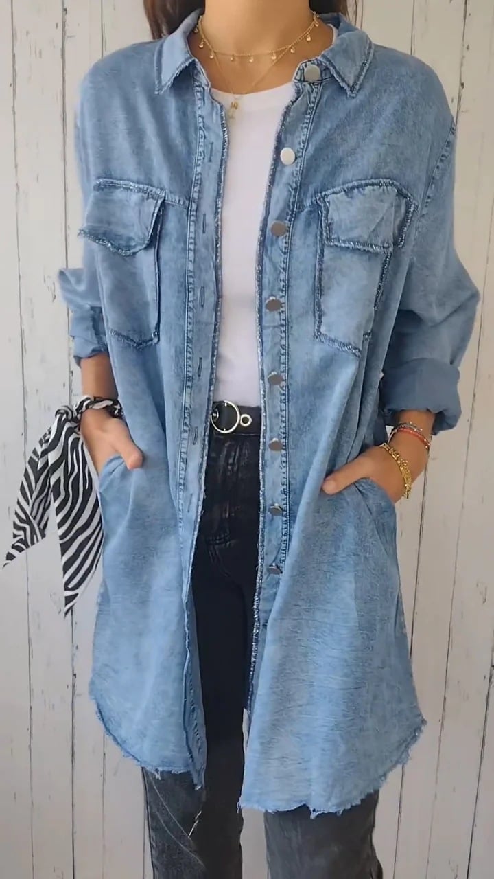 Denim Comfortable Long Coat Shirt