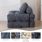 Corduroy Folding Sofa Bed, Convertible Sleeper Chair with Pillow Foldable Mattress with Back Support; Single Size