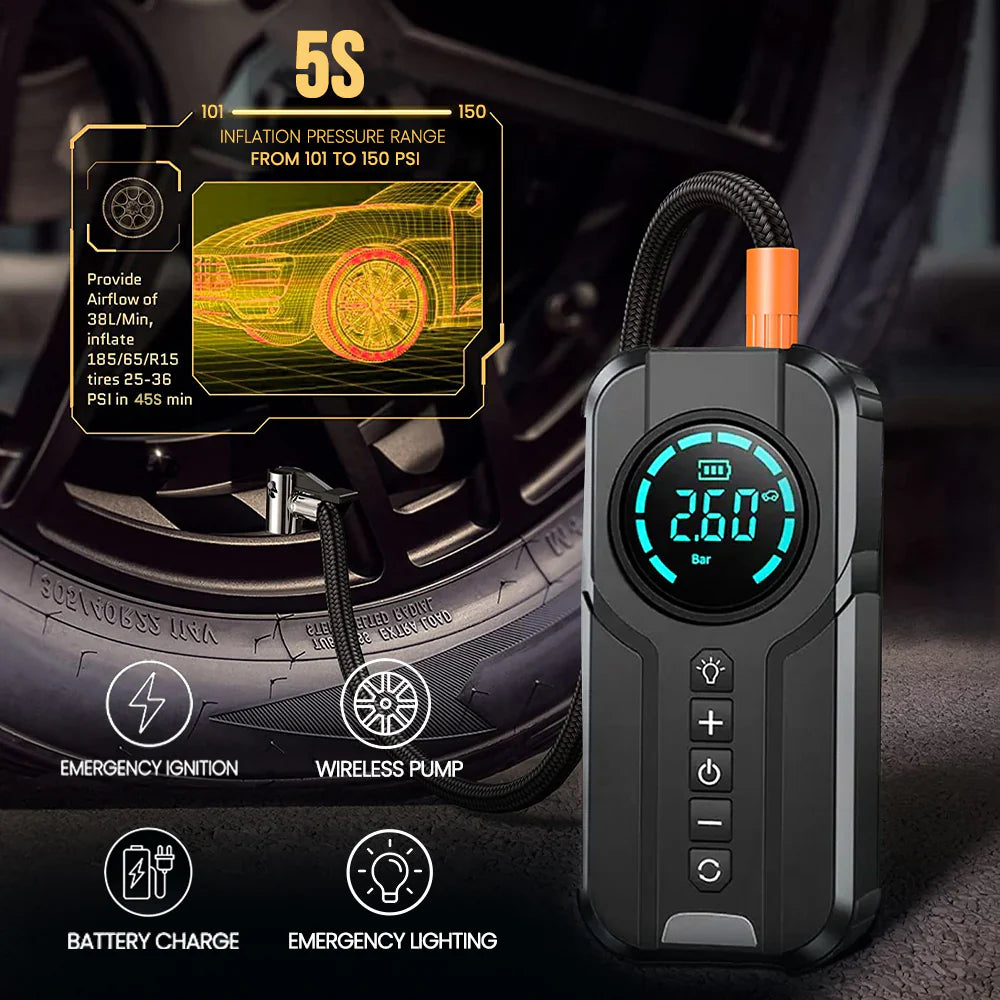 All-in-one emergency electric car jump starter air pump machine