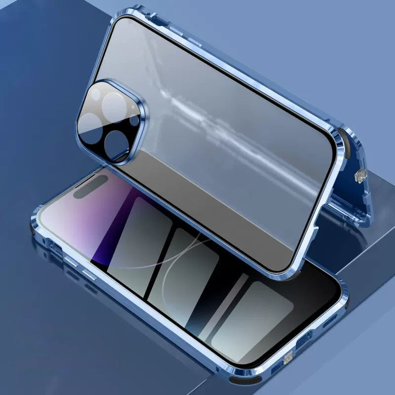 Anti-peeping Magnetic Tempered Glass Double-sided Phone Case For iPhone 11-16 Series