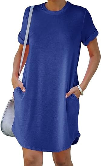 Casual Short Sleeve T-shirt Dress with Pockets