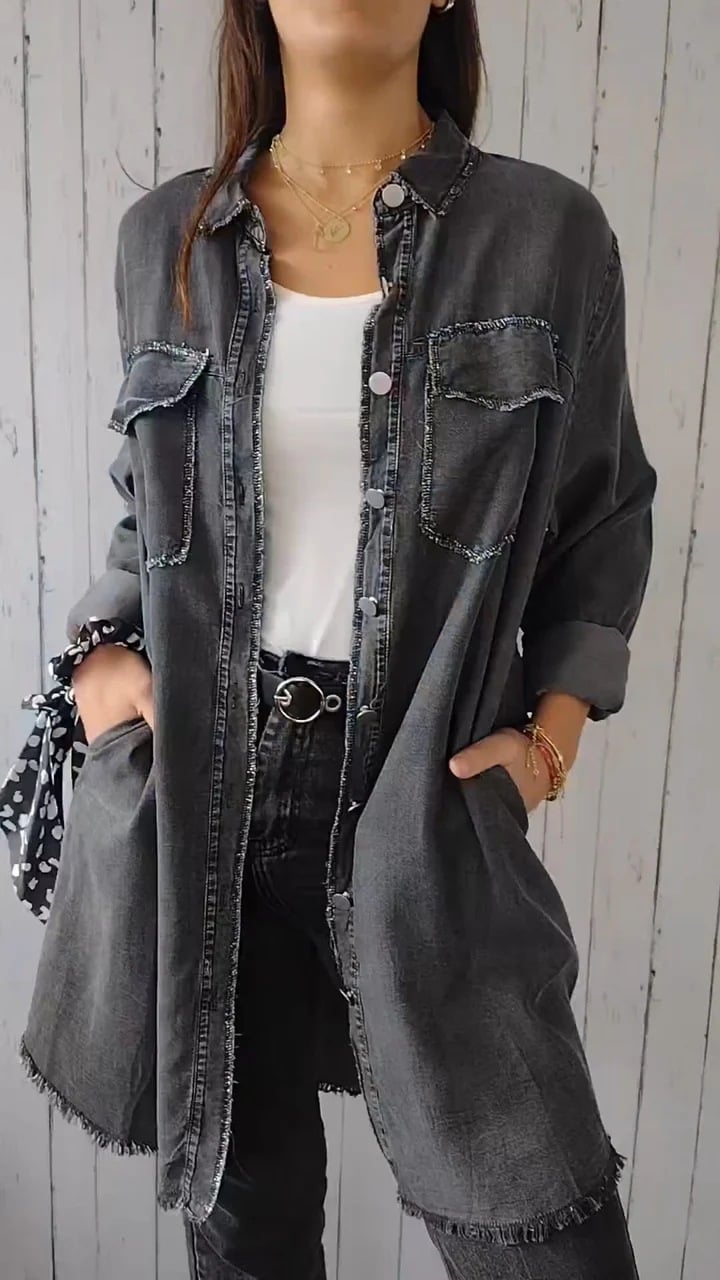 Denim Comfortable Long Coat Shirt