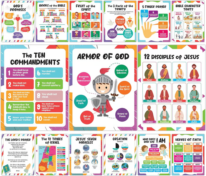CHRISTIAN POSTERS FOR KIDS - 9 POSTERS INCLUDED