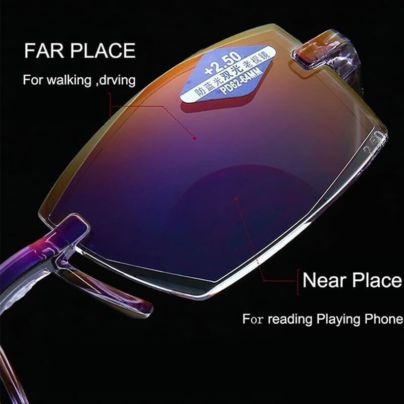 2023 New Sapphire high hardness anti blue light intelligent dual focus reading glasses