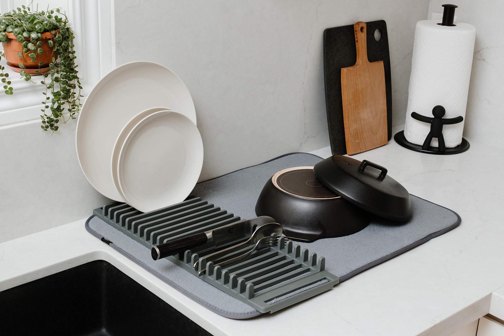 Dish Rack and Microfiber Drying Mat