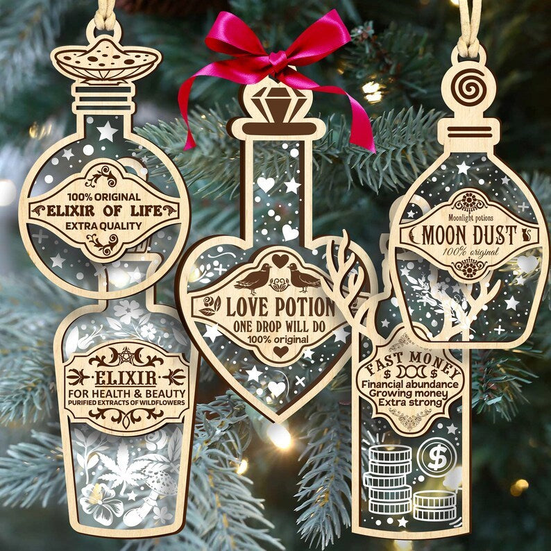Christmas Potion Wooden Pendant