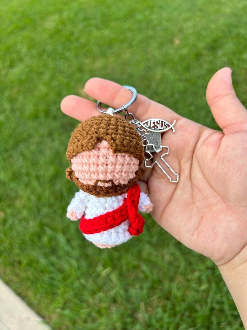 Crochet Mini Jesus Keychain/Hanging