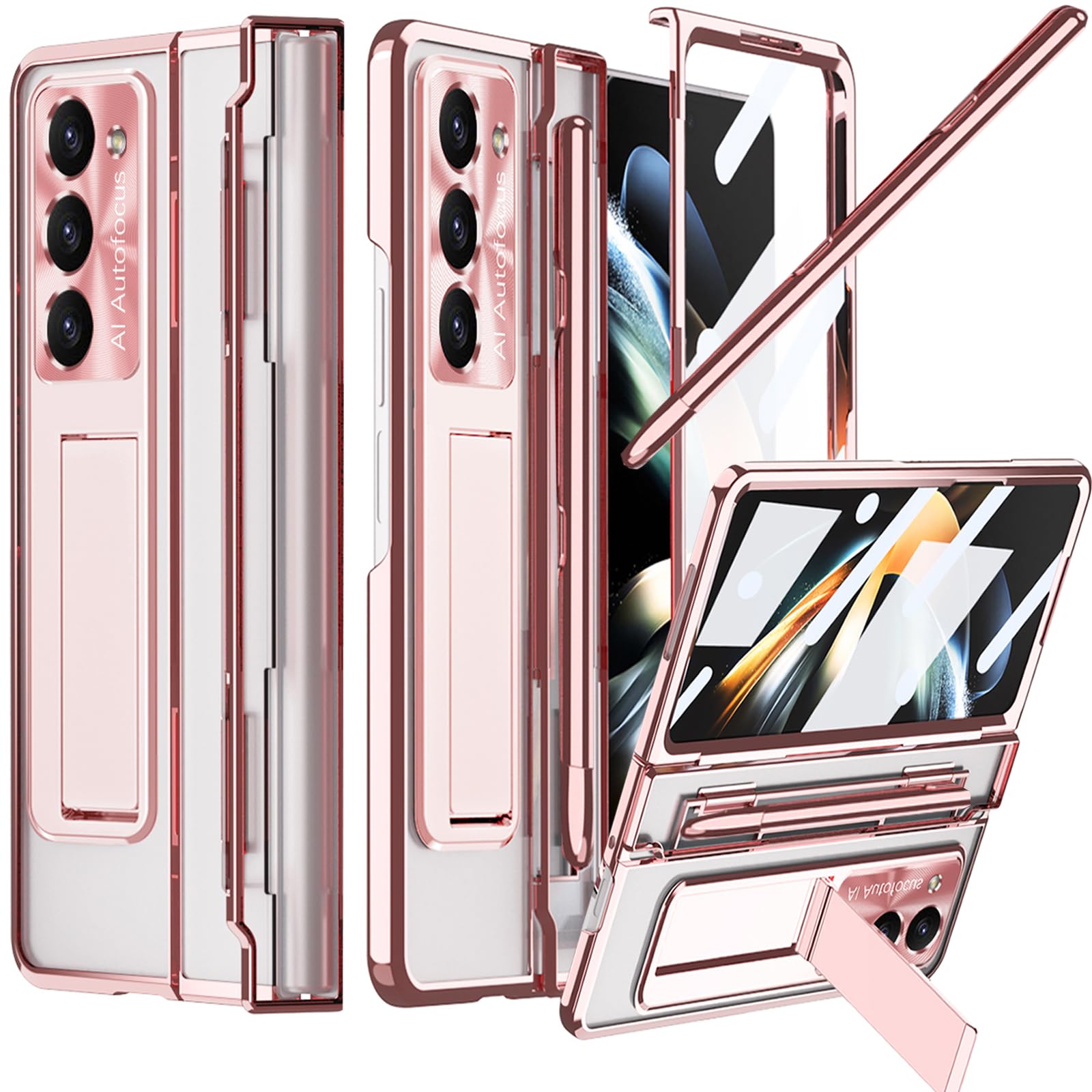 Armor Electroplated Shockproof Phone Case With Screen Protector For Galaxy Z Fold 6/5/4/3