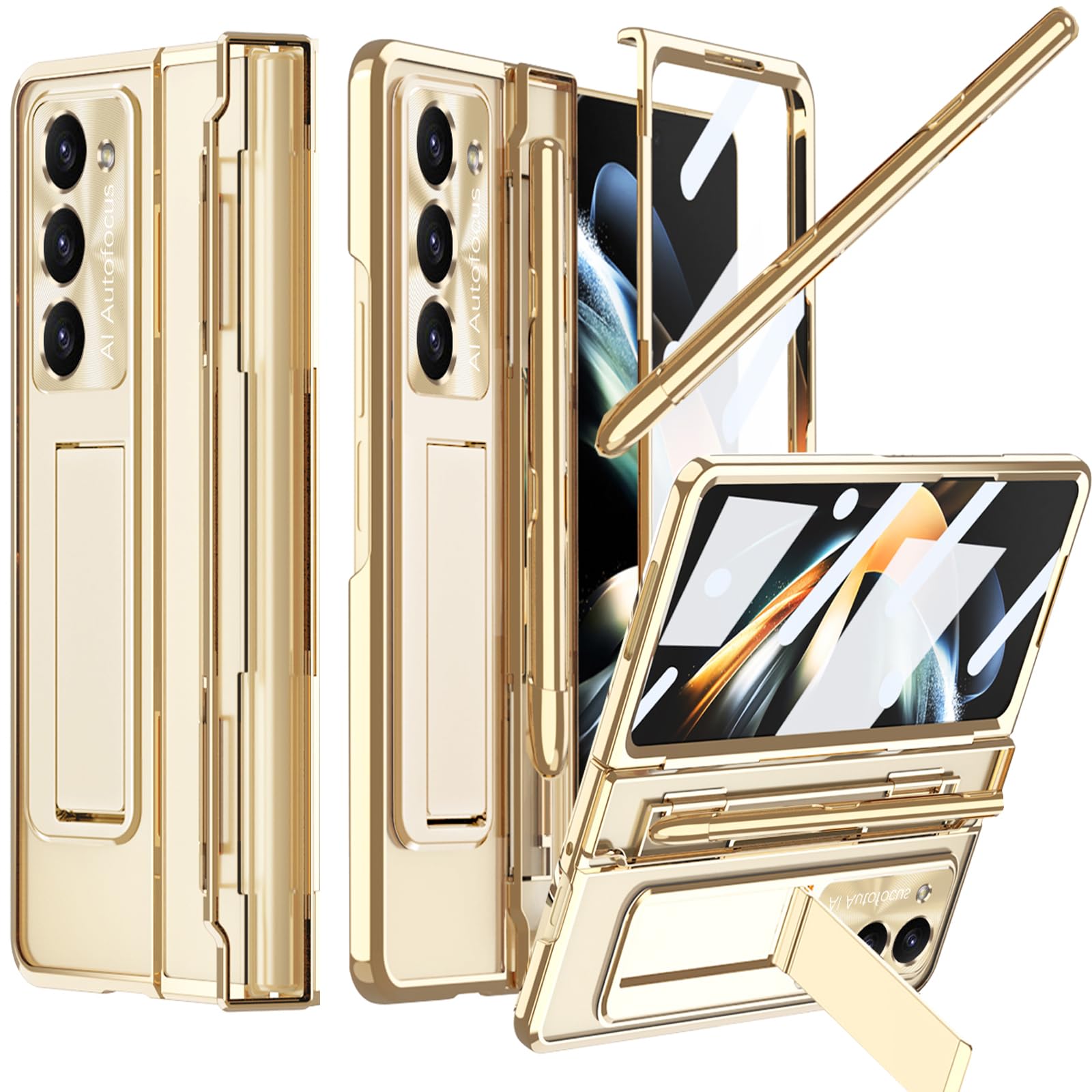 Armor Electroplated Shockproof Phone Case With Screen Protector For Galaxy Z Fold 6/5/4/3