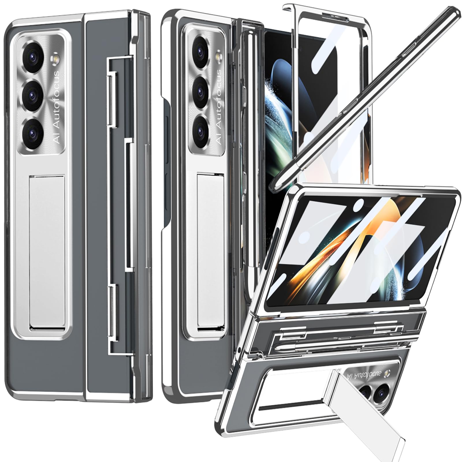 Armor Electroplated Shockproof Phone Case With Screen Protector For Galaxy Z Fold 6/5/4/3