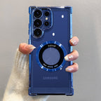 Clearance | Luxury Plating Magnetic Wireless Charge Case For Galaxy S24 S23 S22 S21 Ultra Plus Clear Lens Protection Cover