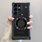 Clearance | Luxury Plating Magnetic Wireless Charge Case For Galaxy S24 S23 S22 S21 Ultra Plus Clear Lens Protection Cover