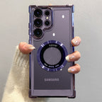 Clearance | Luxury Plating Magnetic Wireless Charge Case For Galaxy S24 S23 S22 S21 Ultra Plus Clear Lens Protection Cover