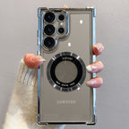 Clearance | Luxury Plating Magnetic Wireless Charge Case For Galaxy S24 S23 S22 S21 Ultra Plus Clear Lens Protection Cover