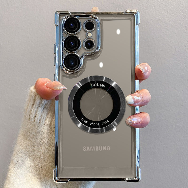 Clearance | Luxury Plating Magnetic Wireless Charge Case For Galaxy S24 S23 S22 S21 Ultra Plus Clear Lens Protection Cover