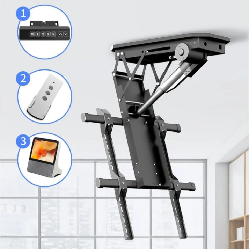 DT600 Pro Ceiling TV Lift – Motorized Rotating Mount for 50–90" Screens with Remote