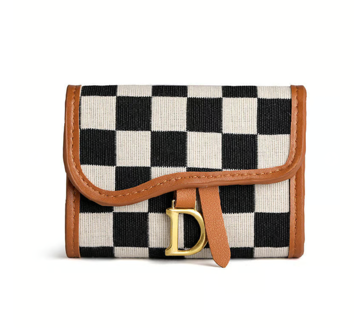 Checkerboard Pattern D Letter Design Card Holder