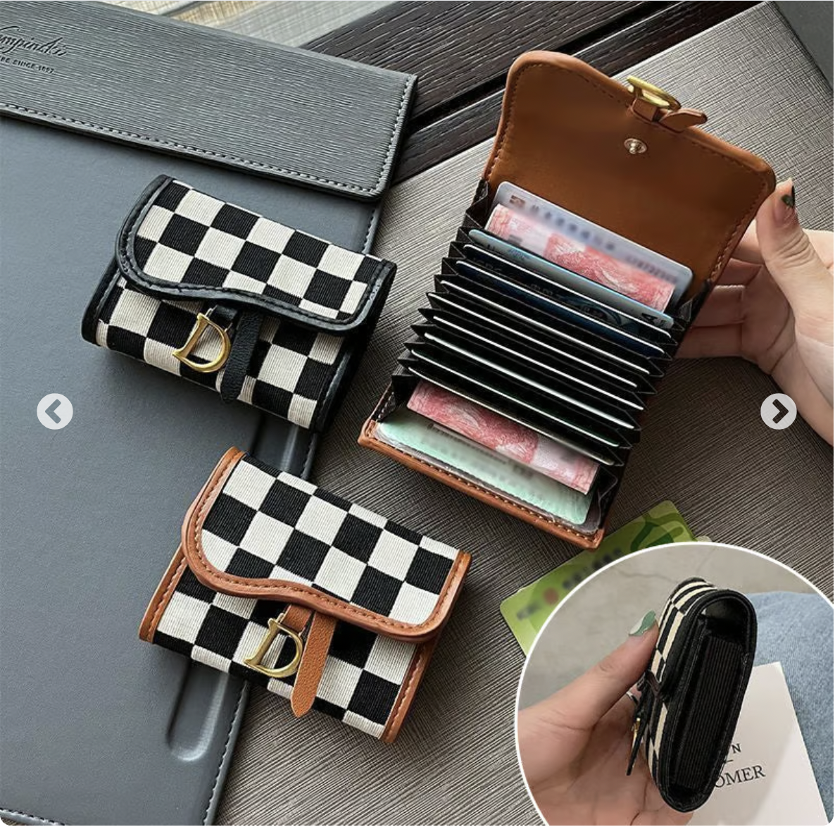 Checkerboard Pattern D Letter Design Card Holder