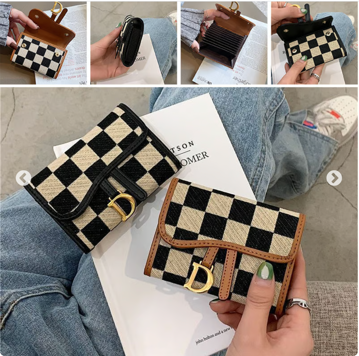 Checkerboard Pattern D Letter Design Card Holder