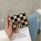 Checkerboard Pattern D Letter Design Card Holder