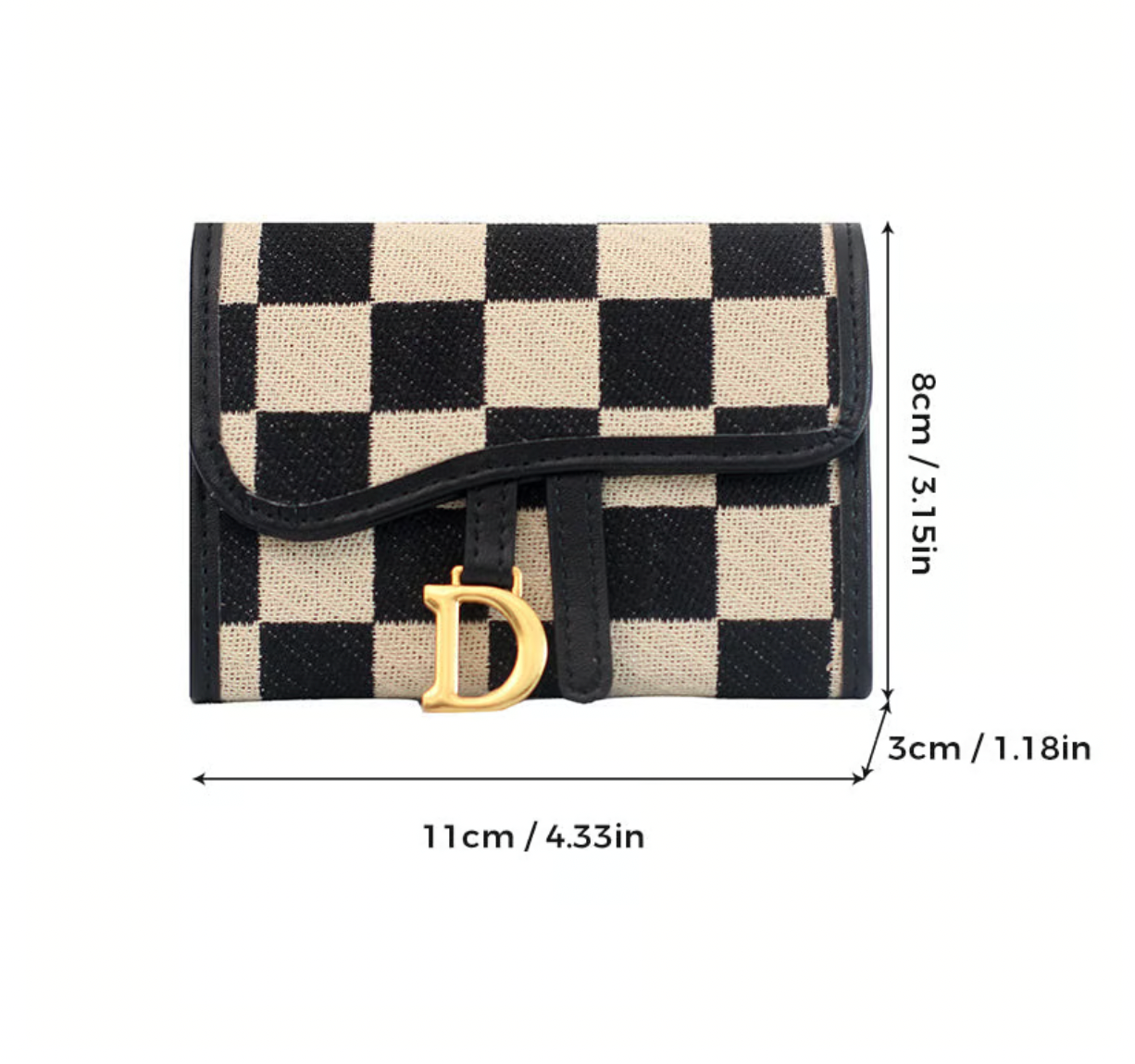 Checkerboard Pattern D Letter Design Card Holder