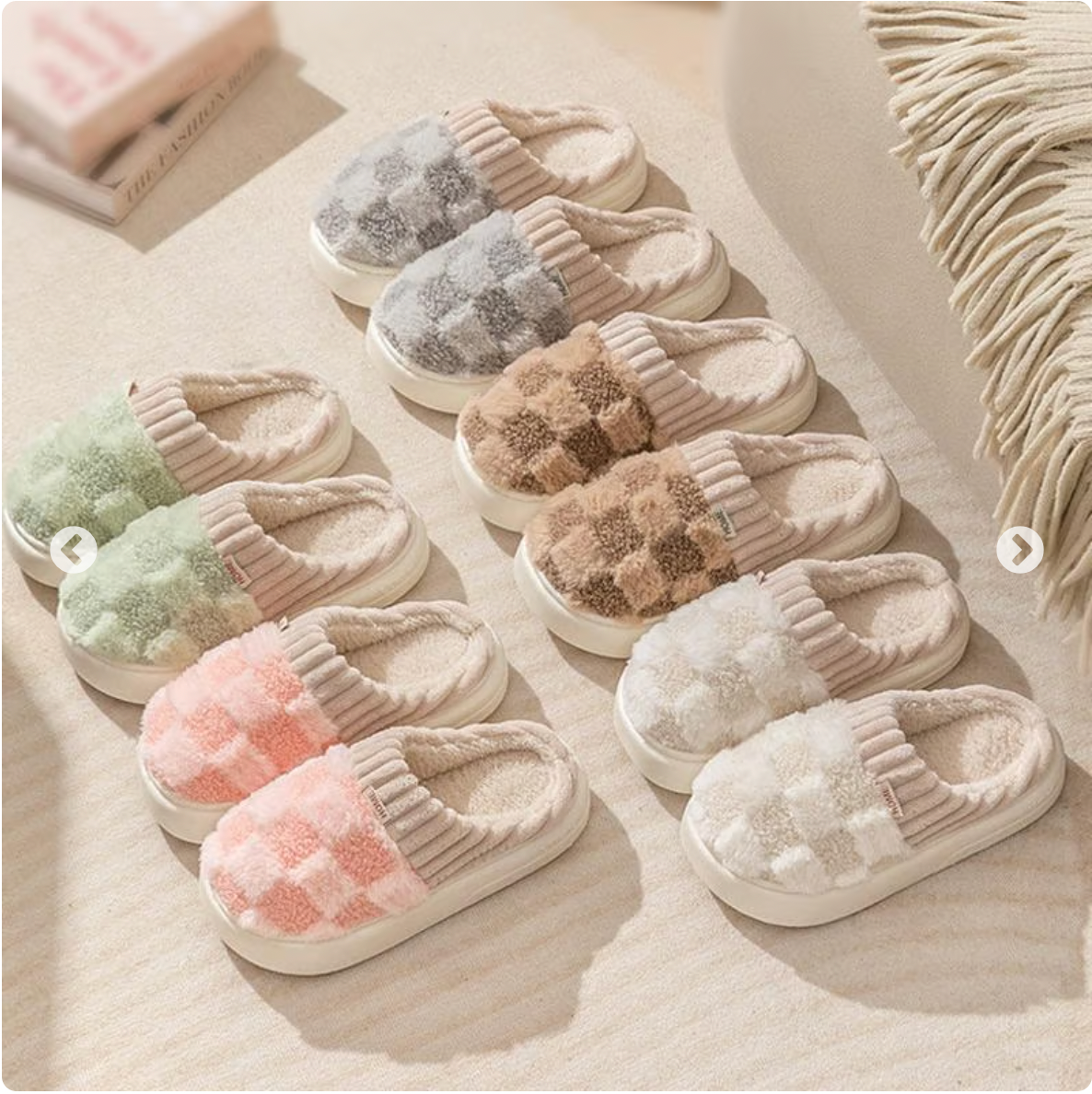 Cozy Cashmere Slippers with Slip-Resistant Sole