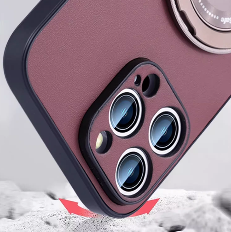 360° Rotating Leather Case - Magnetic Charging & Comfortable Grip