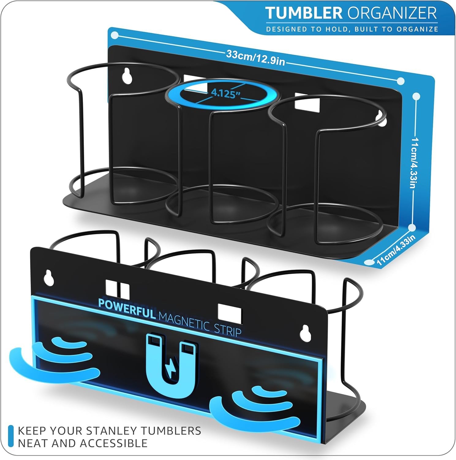 Cup Organizer - Magnetic or Screw Mount Storage for Kitchen, Fridge, or Cabinet