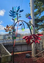 Beautiful Summer Multi Colored Flowers Wind Spinner