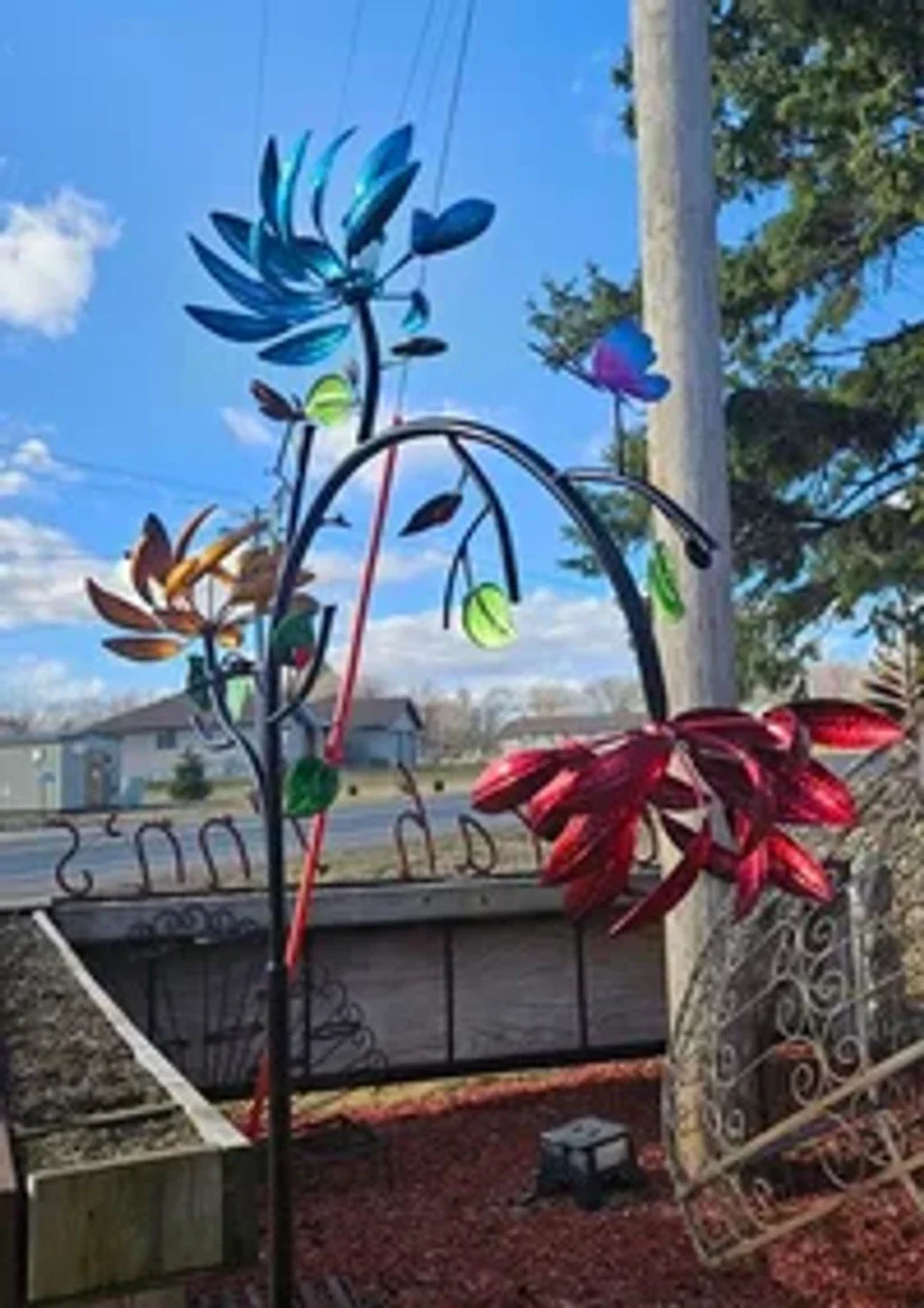 Beautiful Summer Multi Colored Flowers Wind Spinner