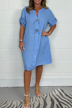 2025 New Casual Plus Size Button up Tunic Dress
