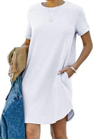 Casual Short Sleeve T-shirt Dress with Pockets