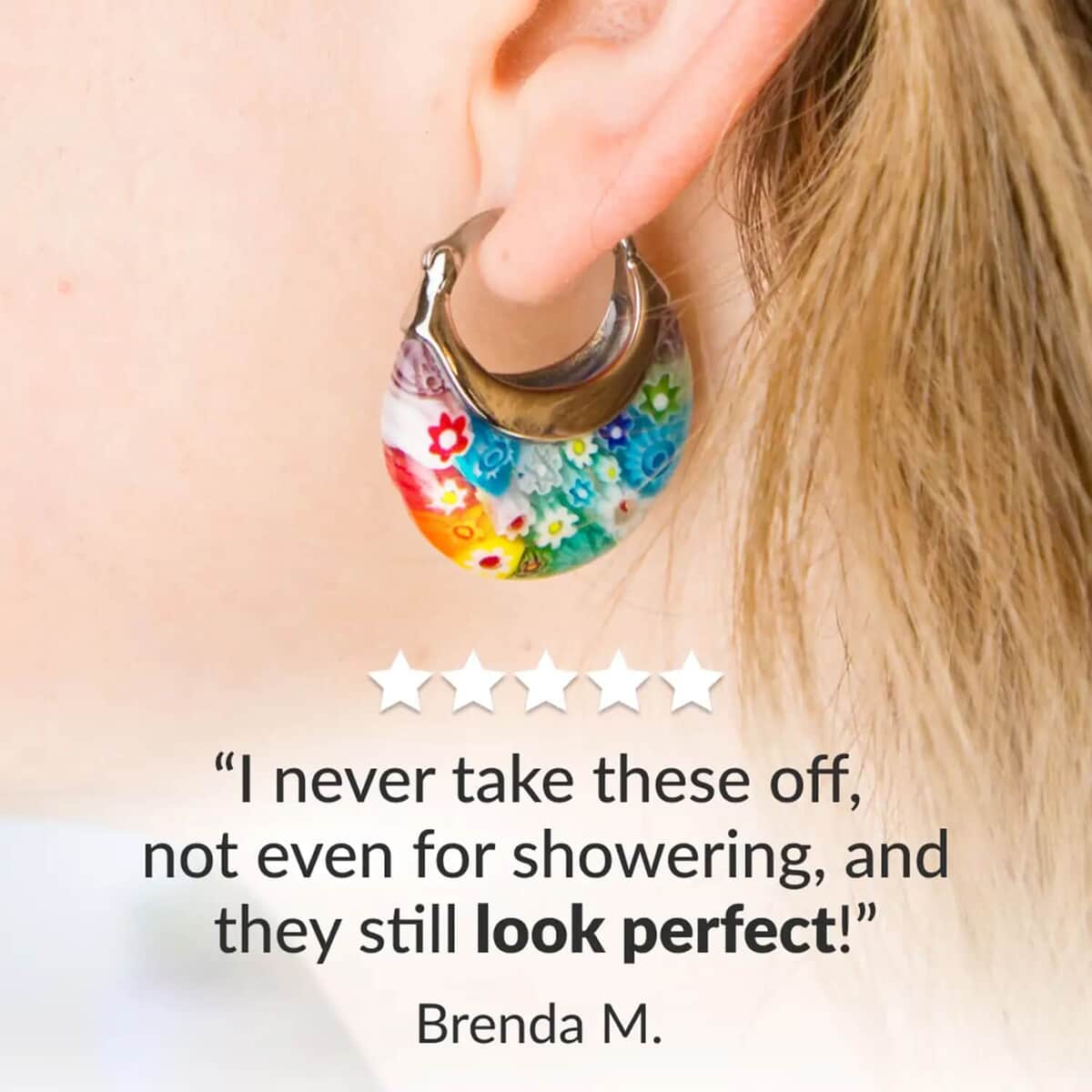 Blue Murano Style Basket Earrings in Stainless Steel